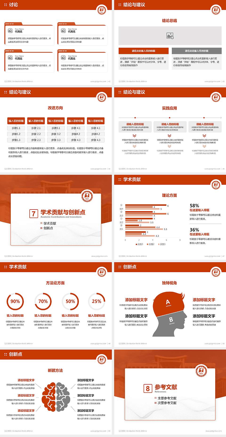 湖北职业技术学院论文答辩标准PPT模板4:3格式幻灯片预览图6