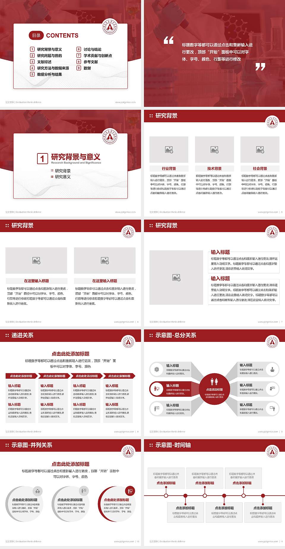漯河食品职业学院论文答辩标准PPT模板4:3格式幻灯片预览图2