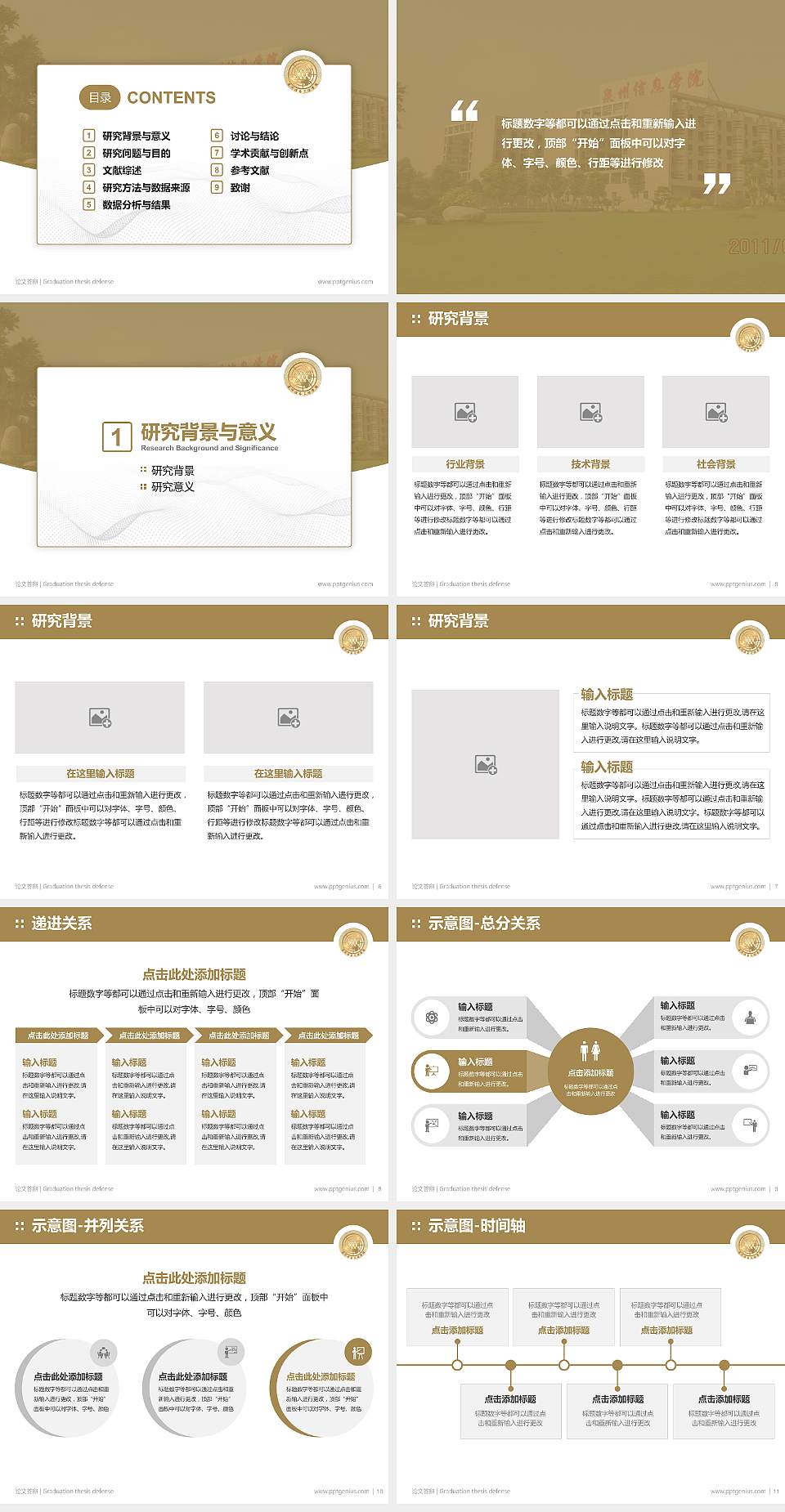 泉州信息职业技术学院论文答辩标准PPT模板4:3格式幻灯片预览图2