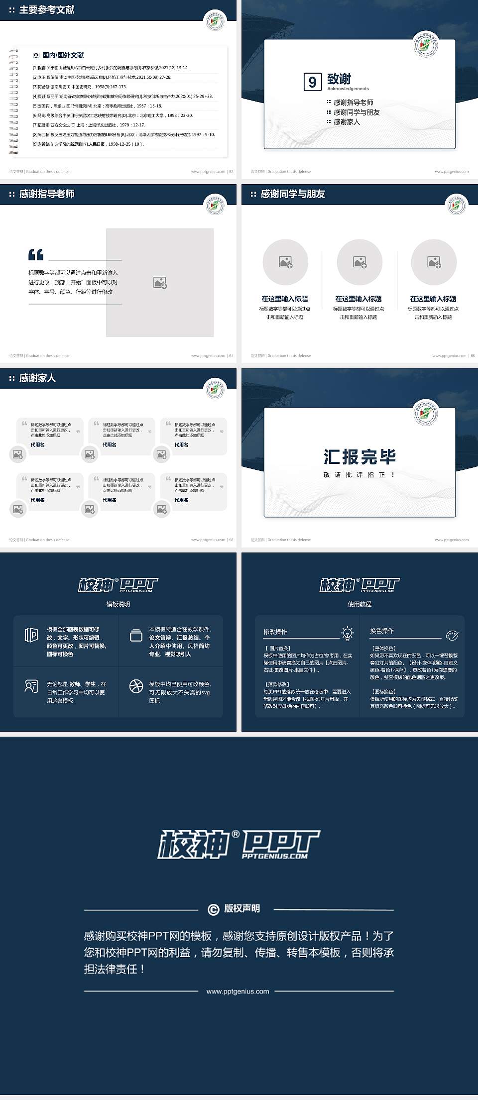 黔南民族师范学院论文答辩标准PPT模板4:3格式幻灯片预览图7