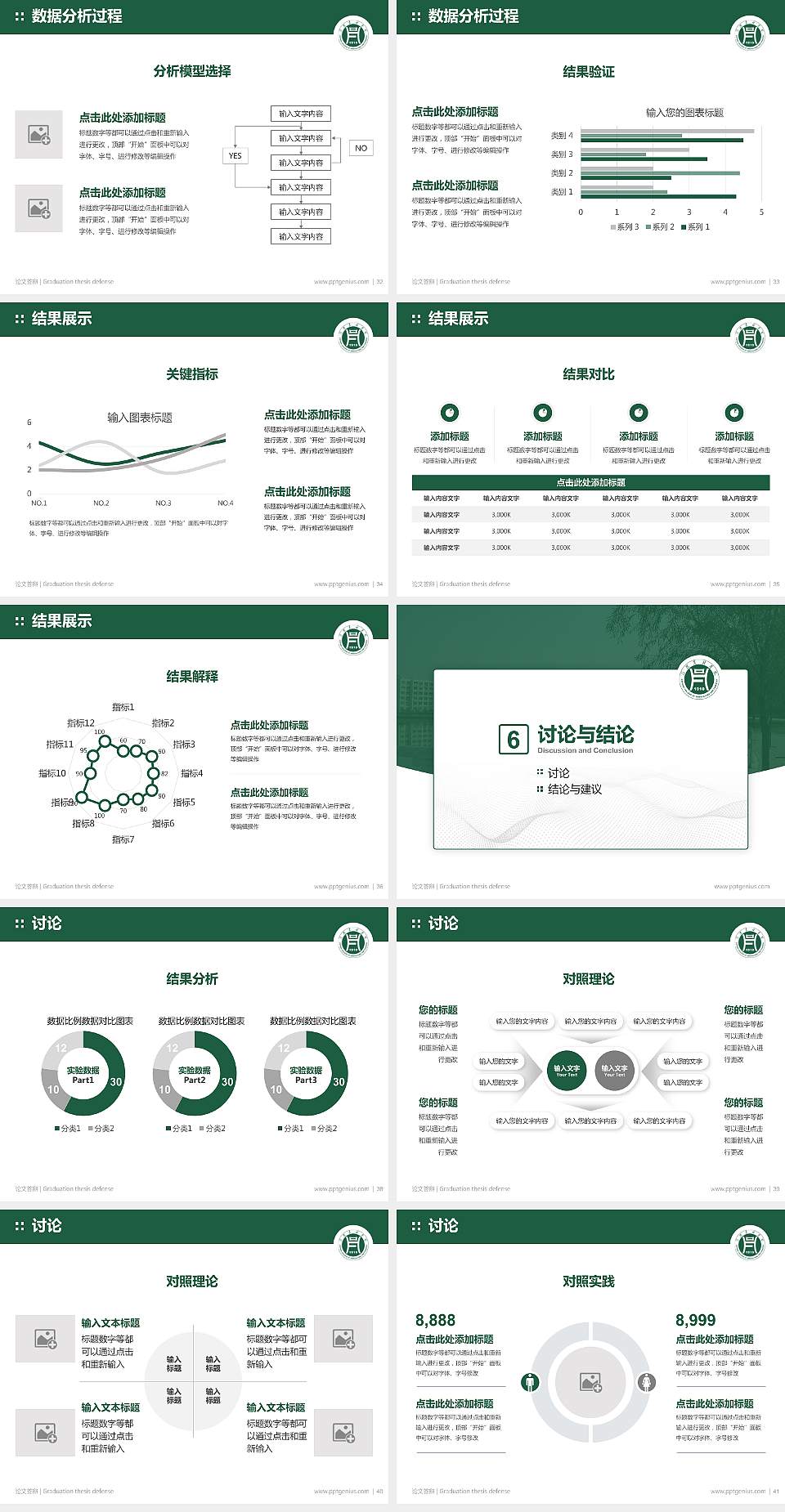 信阳农林学院论文答辩标准PPT模板4:3格式幻灯片预览图5