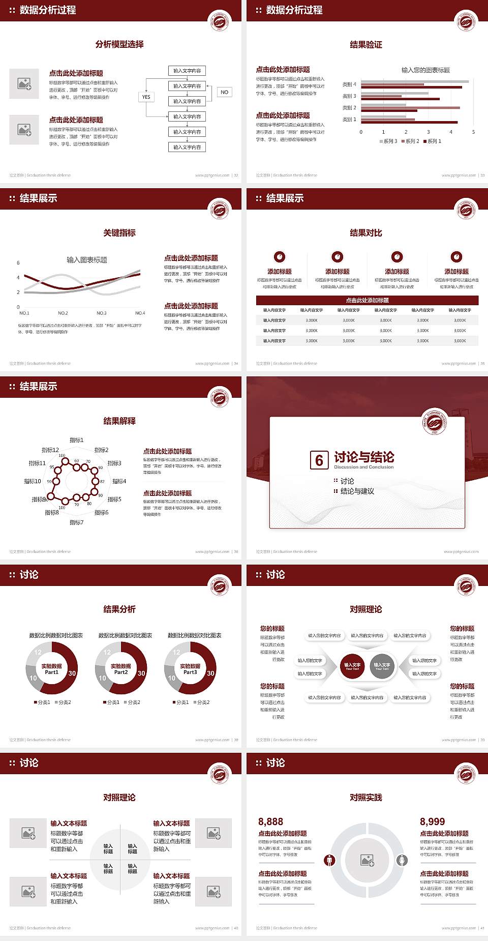 南京晓庄学院论文答辩标准PPT模板4:3格式幻灯片预览图5