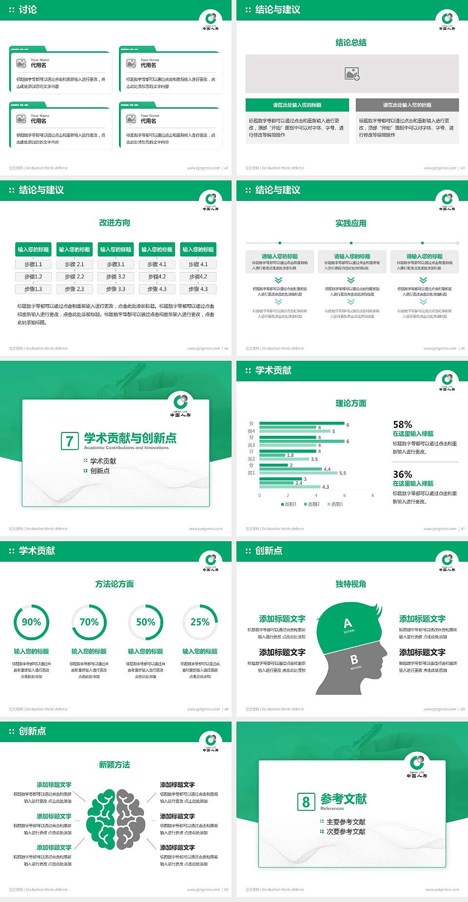 保险职业学院论文答辩标准PPT模板4:3格式幻灯片预览图6