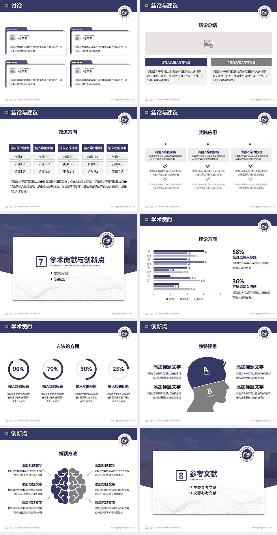 贵州工贸职业学院论文答辩标准PPT模板4:3格式幻灯片预览图6