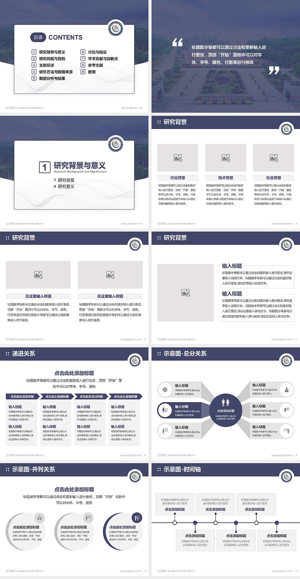 中南林业科技大学涉外学院论文答辩标准PPT模板4:3格式幻灯片预览图2