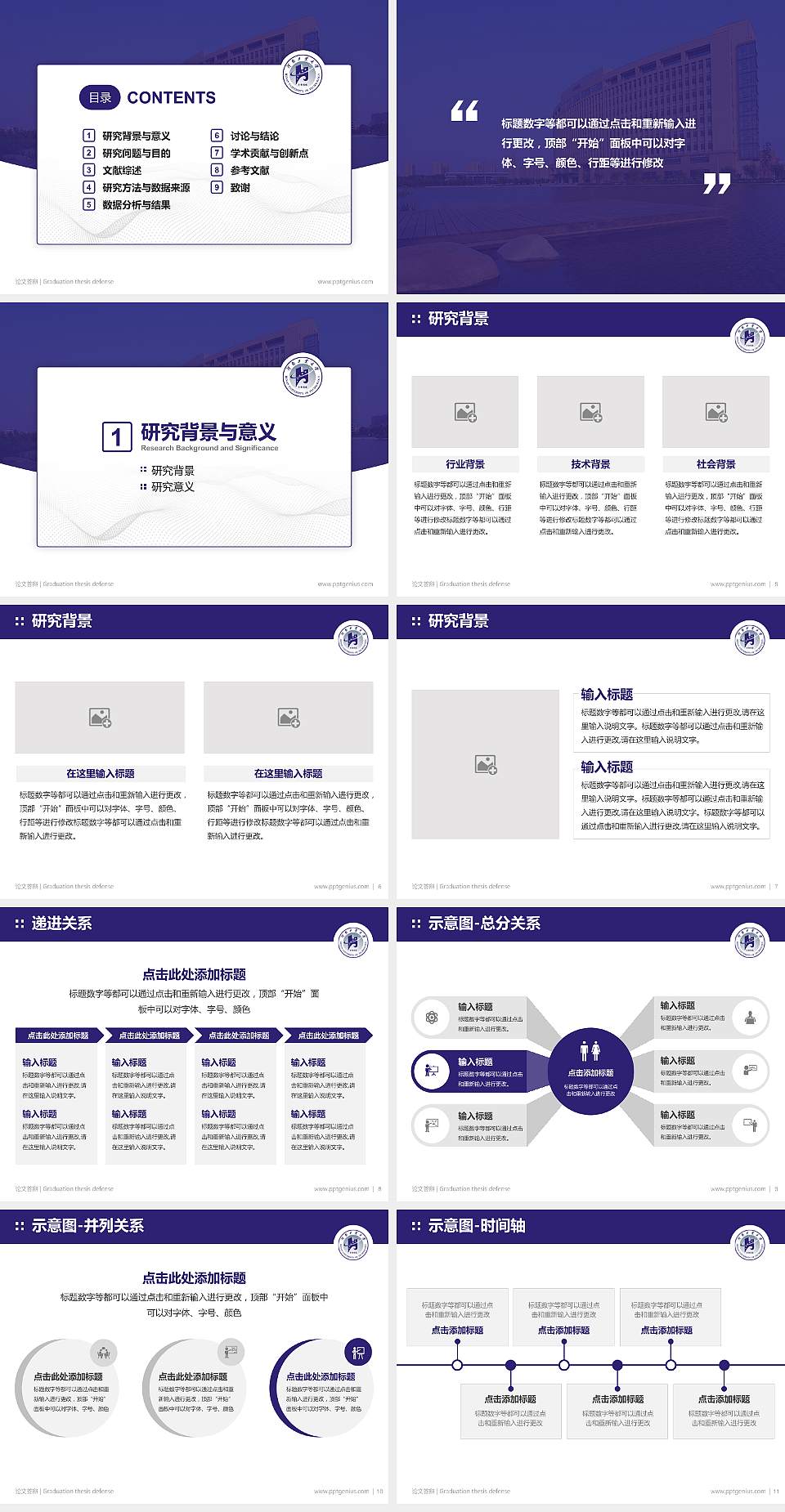 河南工业大学论文答辩标准PPT模板4:3格式幻灯片预览图2