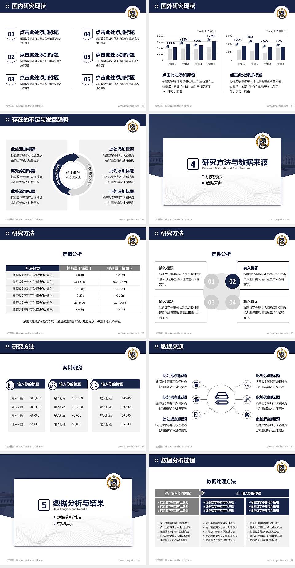 辽宁何氏医学院论文答辩标准PPT模板4:3格式幻灯片预览图4