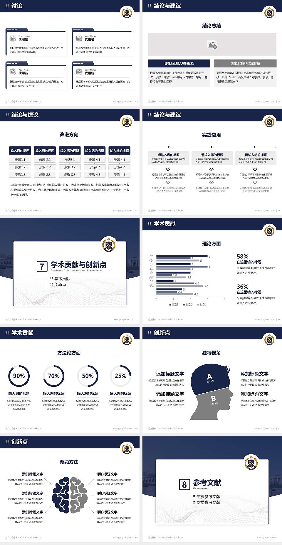 辽宁何氏医学院论文答辩标准PPT模板4:3格式幻灯片预览图6