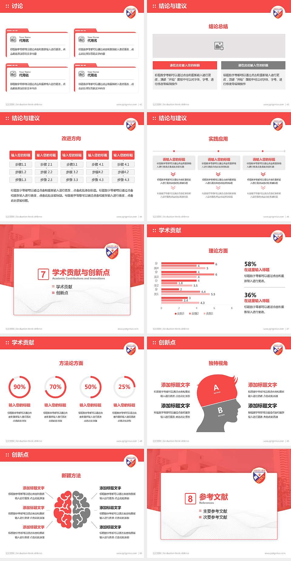 圣母无玷圣心书院论文答辩标准PPT模板4:3格式幻灯片预览图6