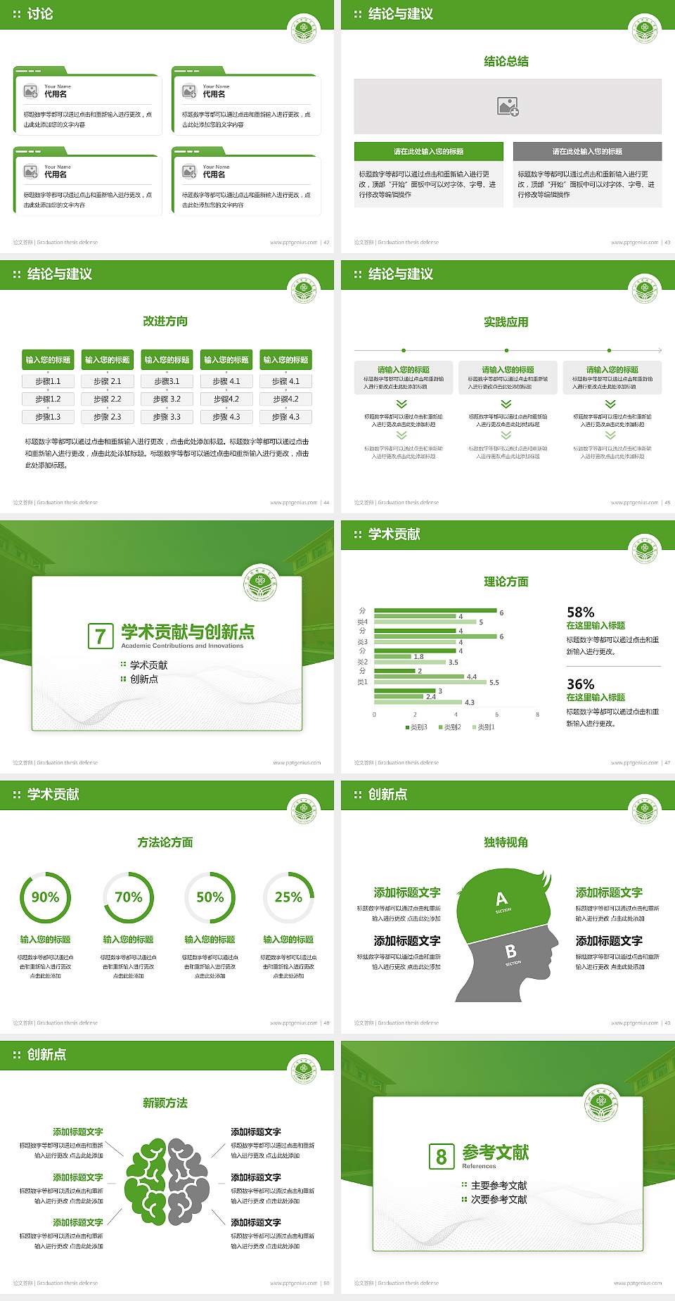 萍乡卫生职业学院论文答辩标准PPT模板4:3格式幻灯片预览图6