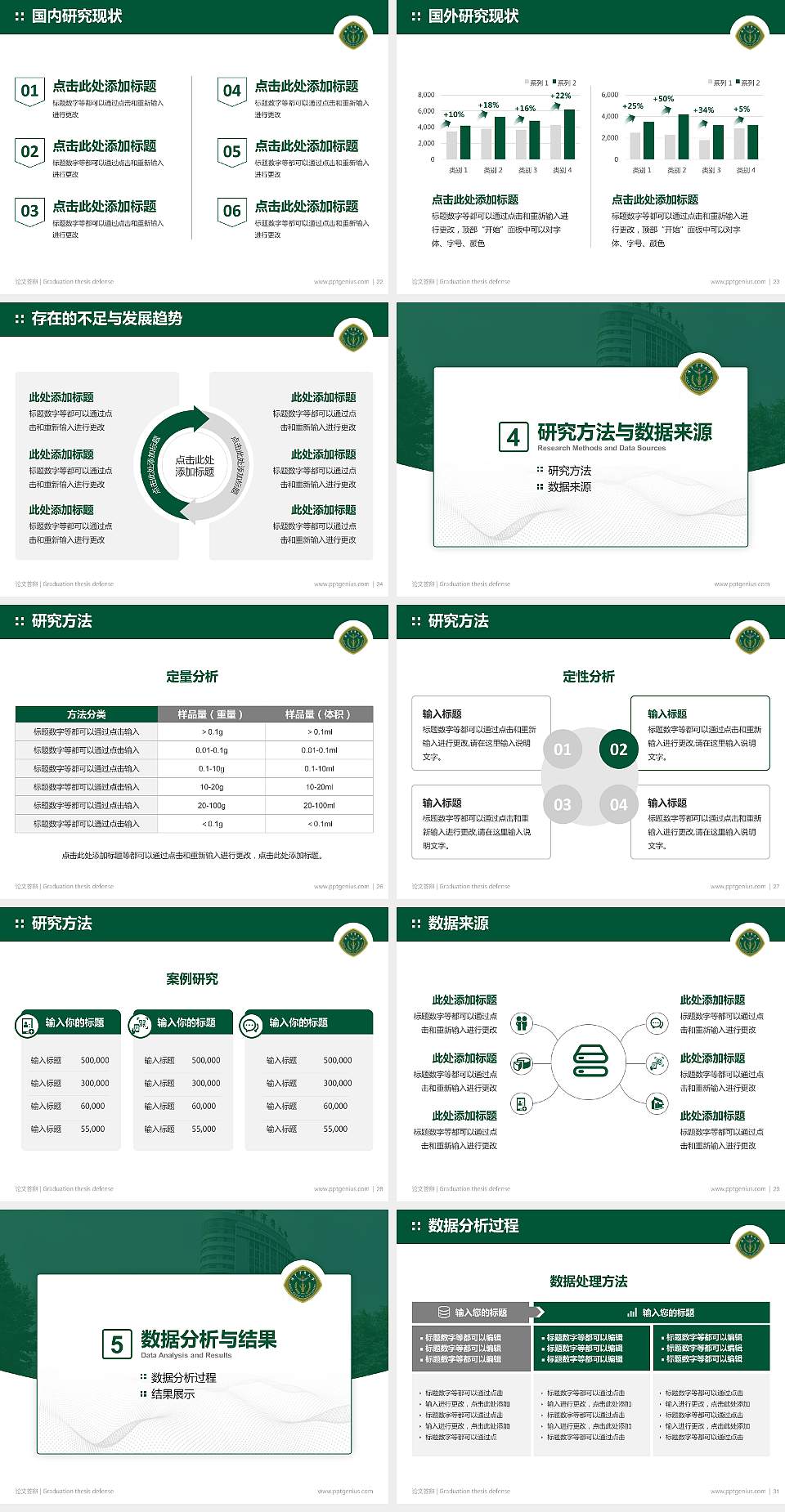 陆军军医大学论文答辩标准PPT模板4:3格式幻灯片预览图4