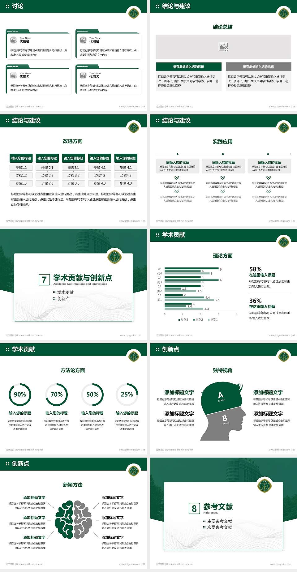陆军军医大学论文答辩标准PPT模板4:3格式幻灯片预览图6