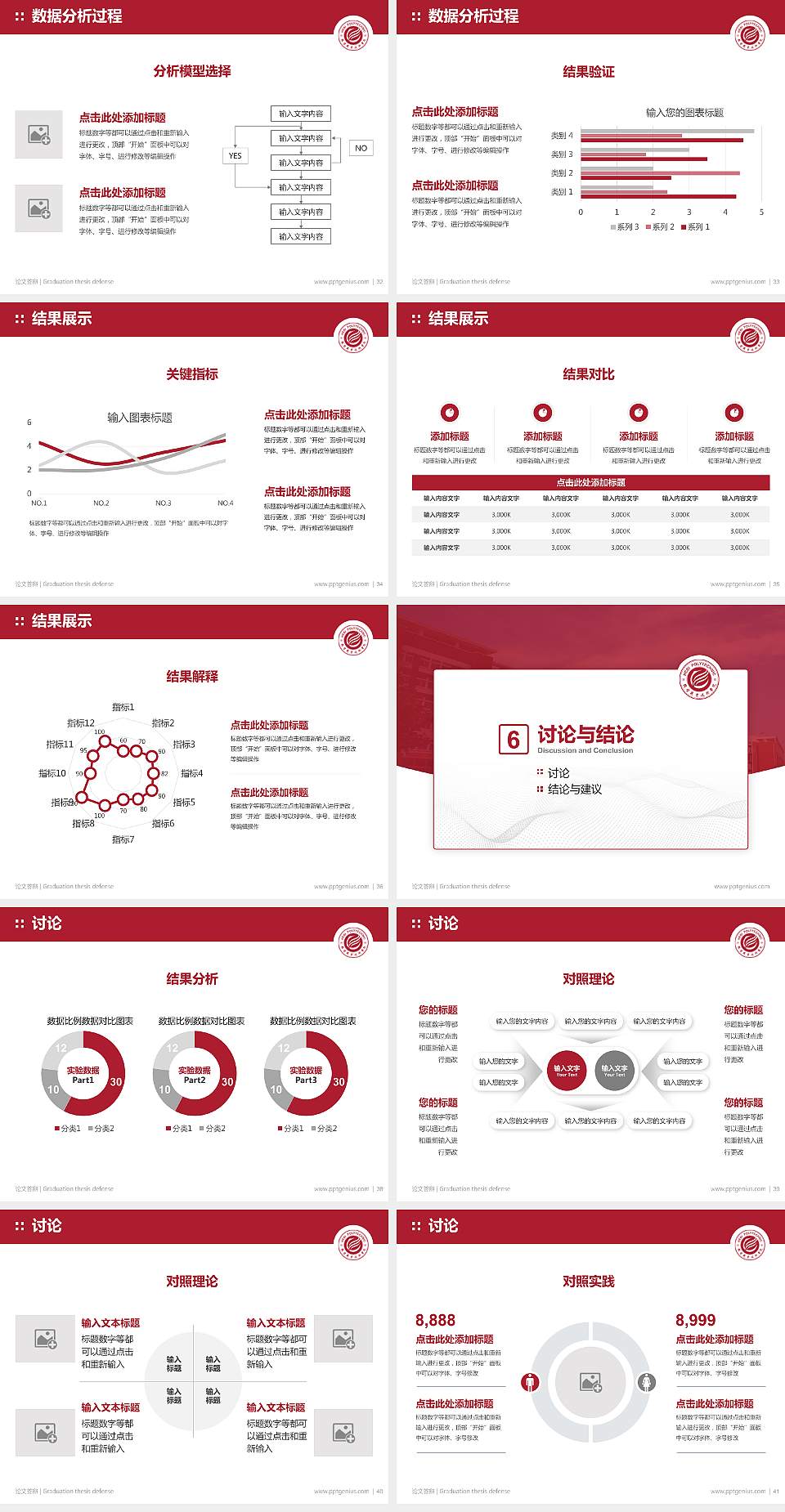 鹤壁职业技术学院论文答辩标准PPT模板4:3格式幻灯片预览图5