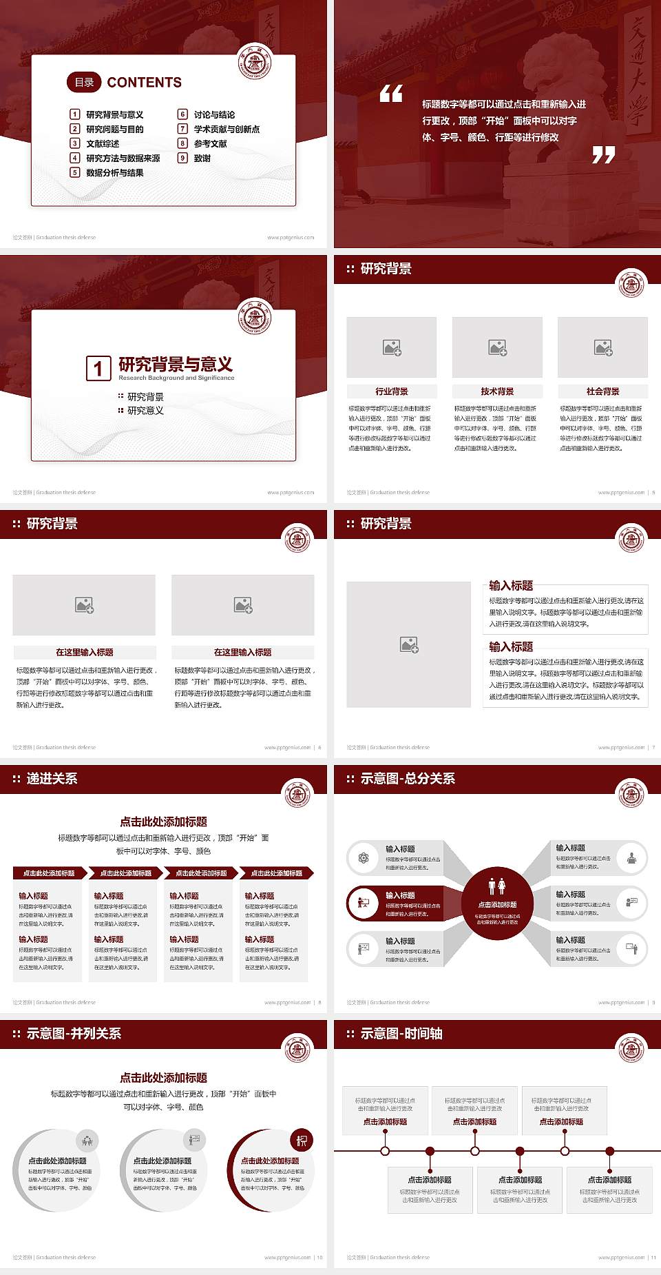 上海交通大学论文答辩标准PPT模板4:3格式幻灯片预览图2