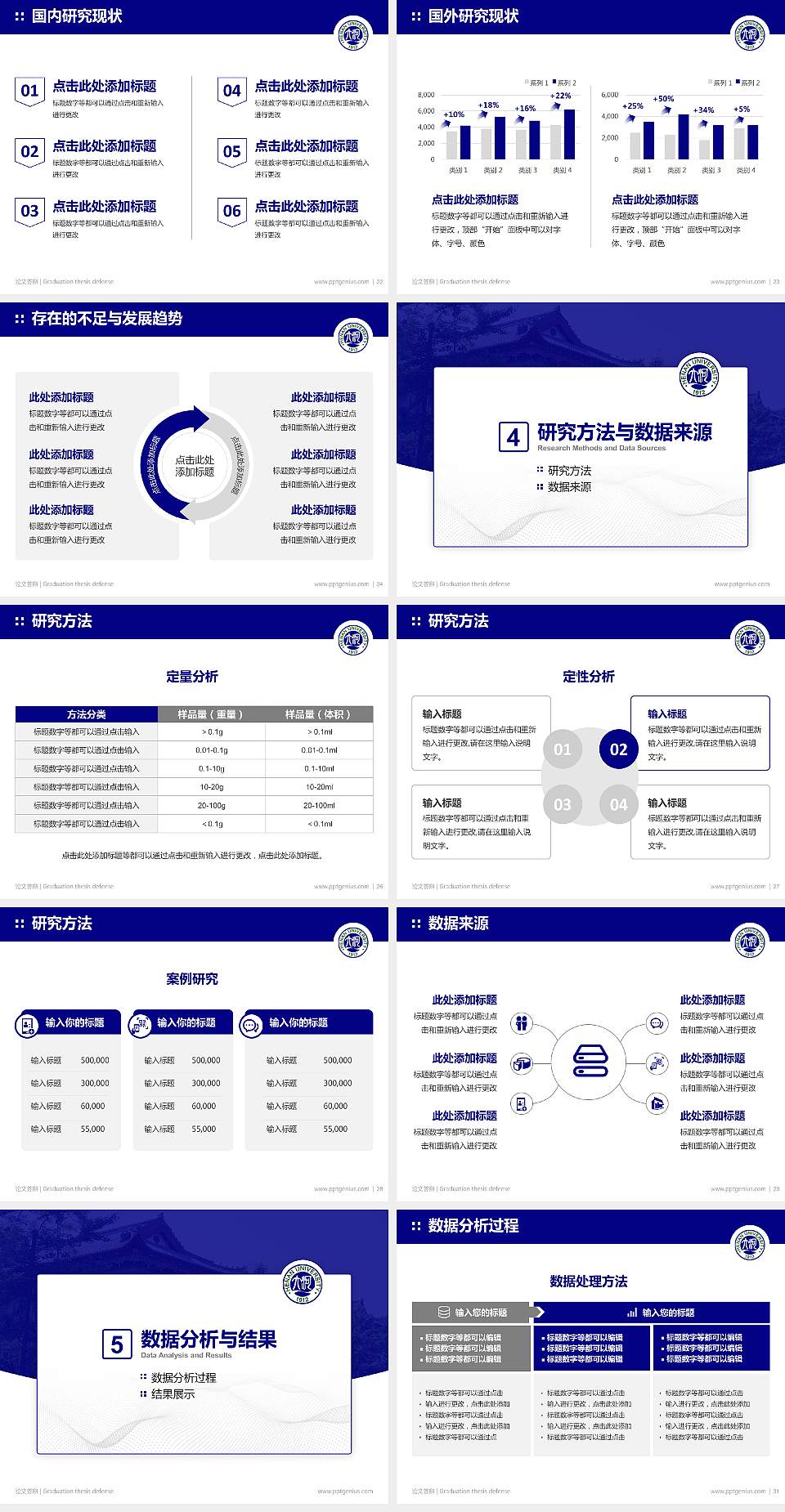 河南大学论文答辩标准PPT模板4:3格式幻灯片预览图4