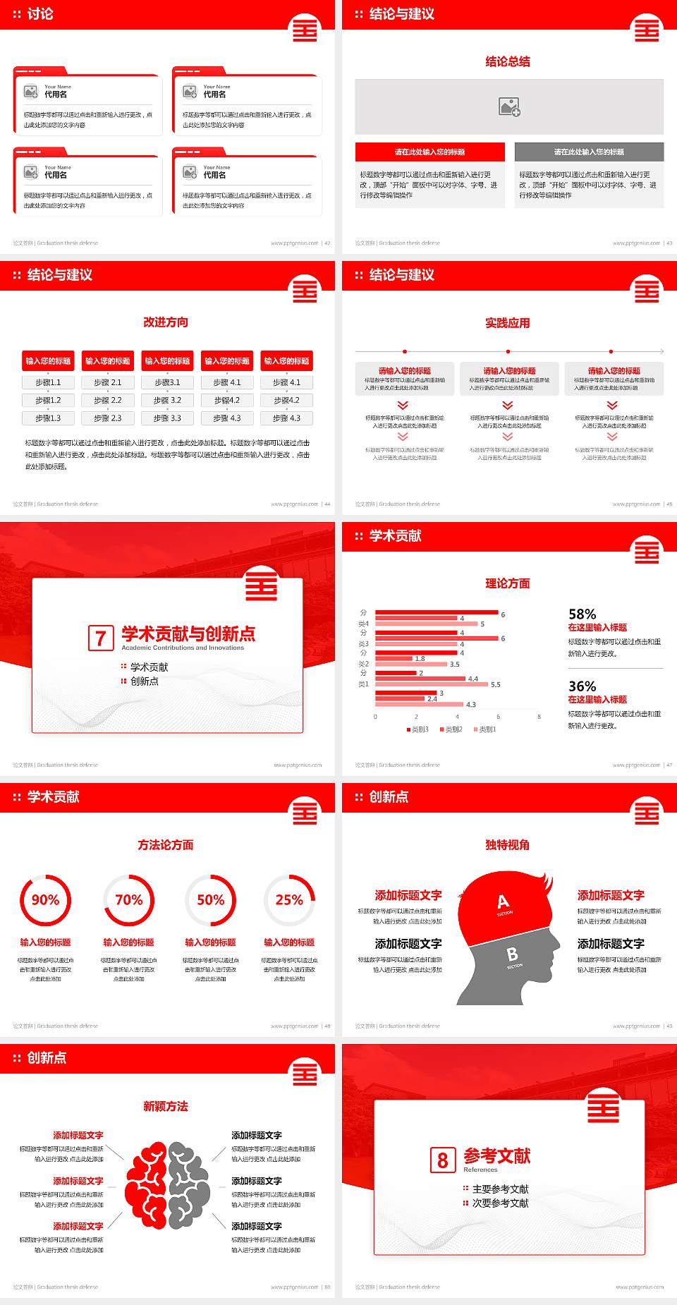 中国美术学院论文答辩标准PPT模板4:3格式幻灯片预览图6