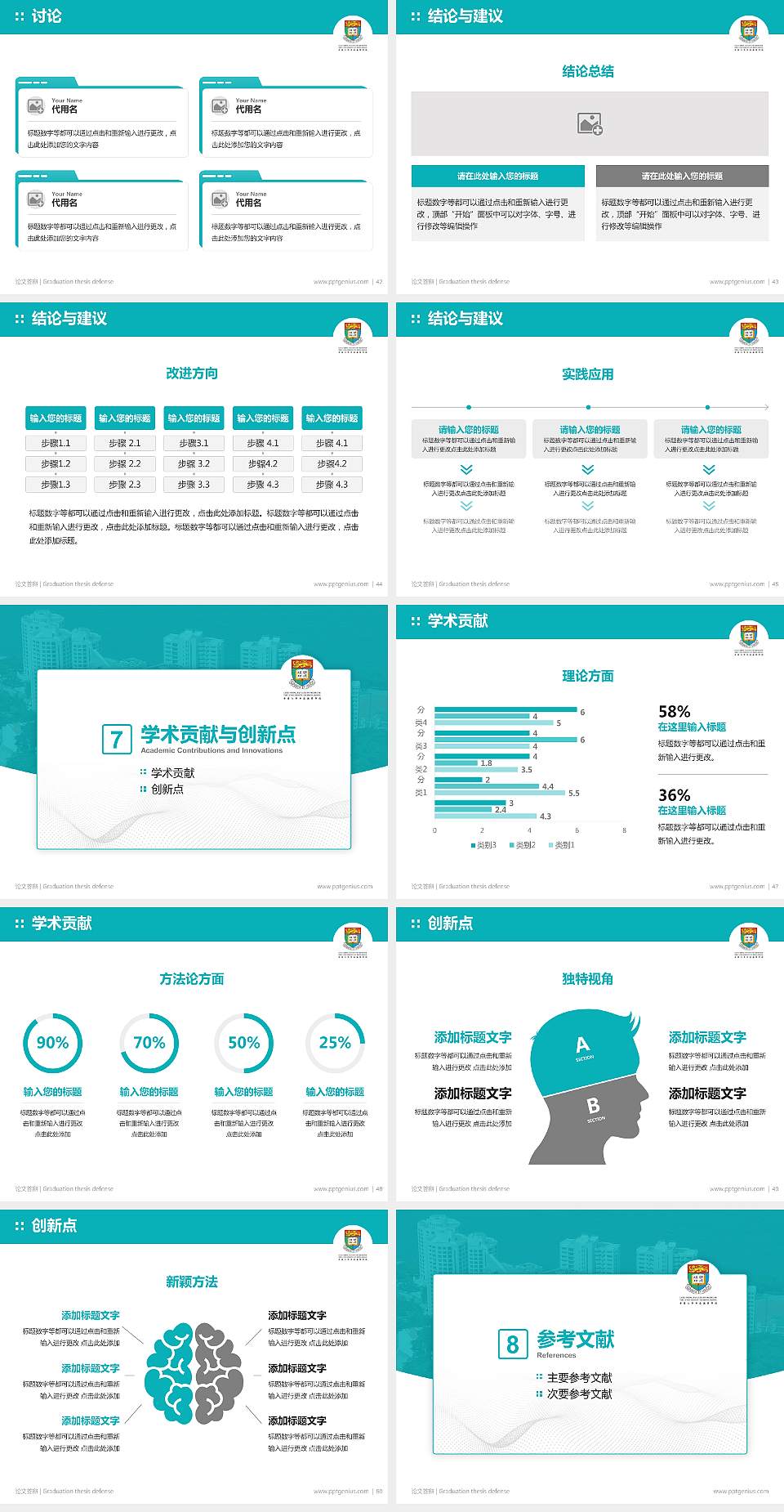 香港大学李嘉诚医学院论文答辩标准PPT模板4:3格式幻灯片预览图6