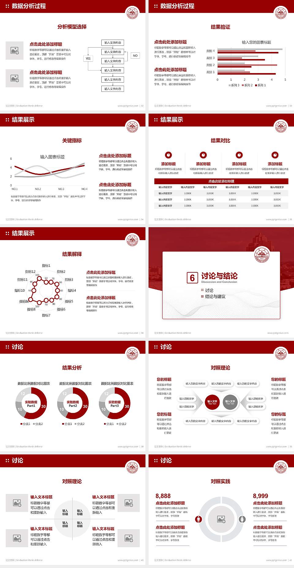 山东大学论文答辩标准PPT模板4:3格式幻灯片预览图5