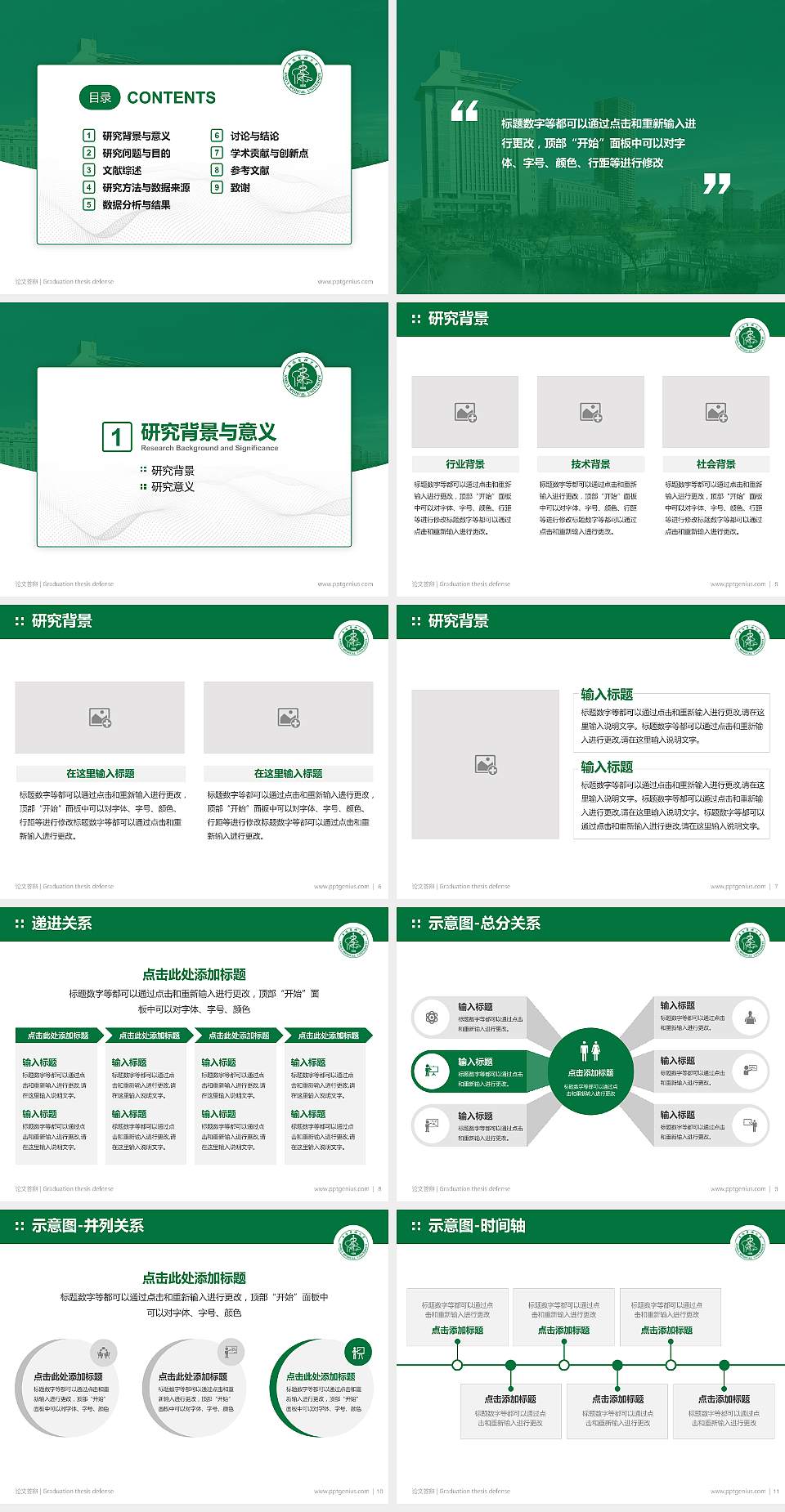 安徽医科大学论文答辩标准PPT模板4:3格式幻灯片预览图2