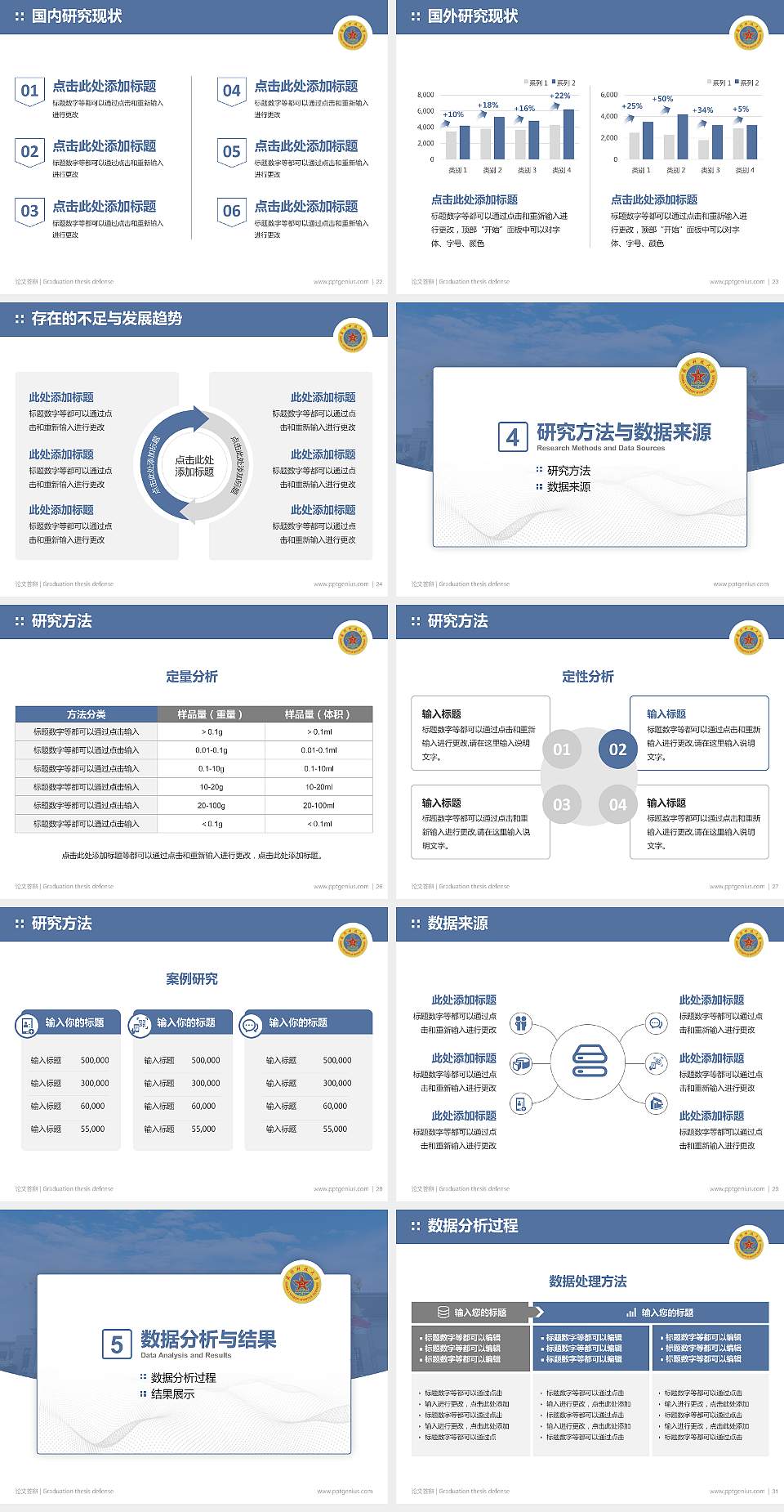 解放军国际关系学院论文答辩标准PPT模板4:3格式幻灯片预览图4