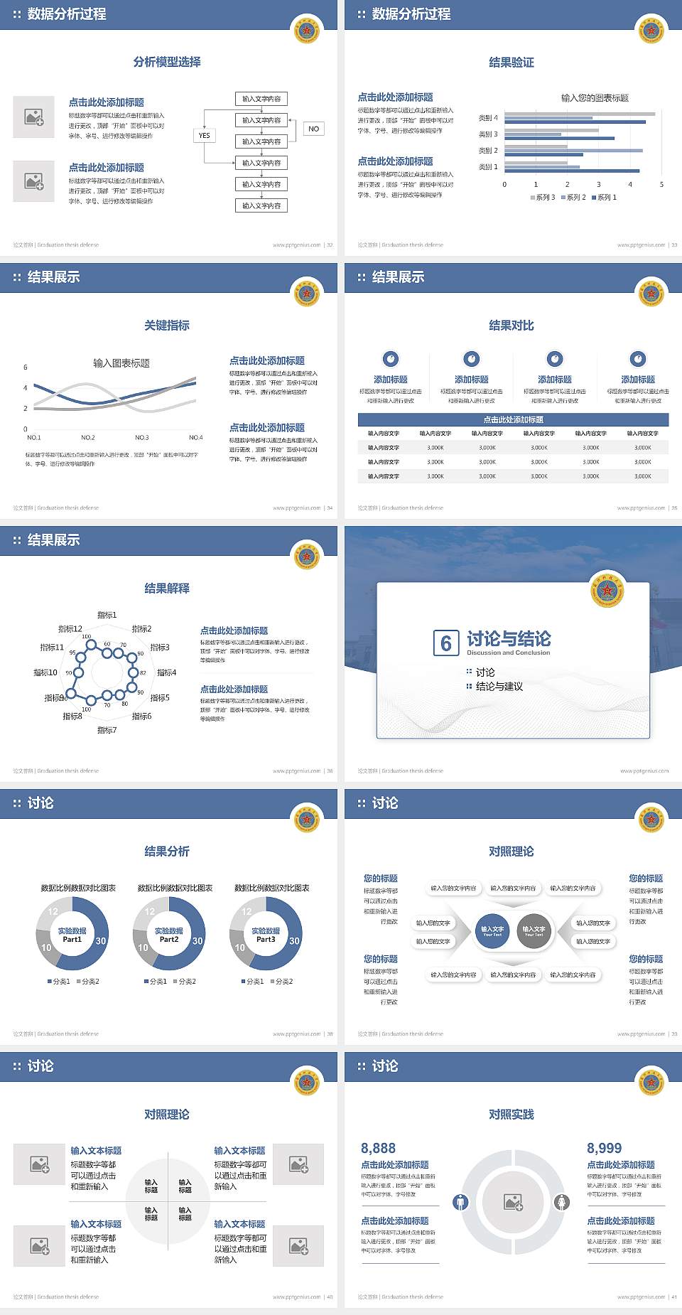 解放军国际关系学院论文答辩标准PPT模板4:3格式幻灯片预览图5