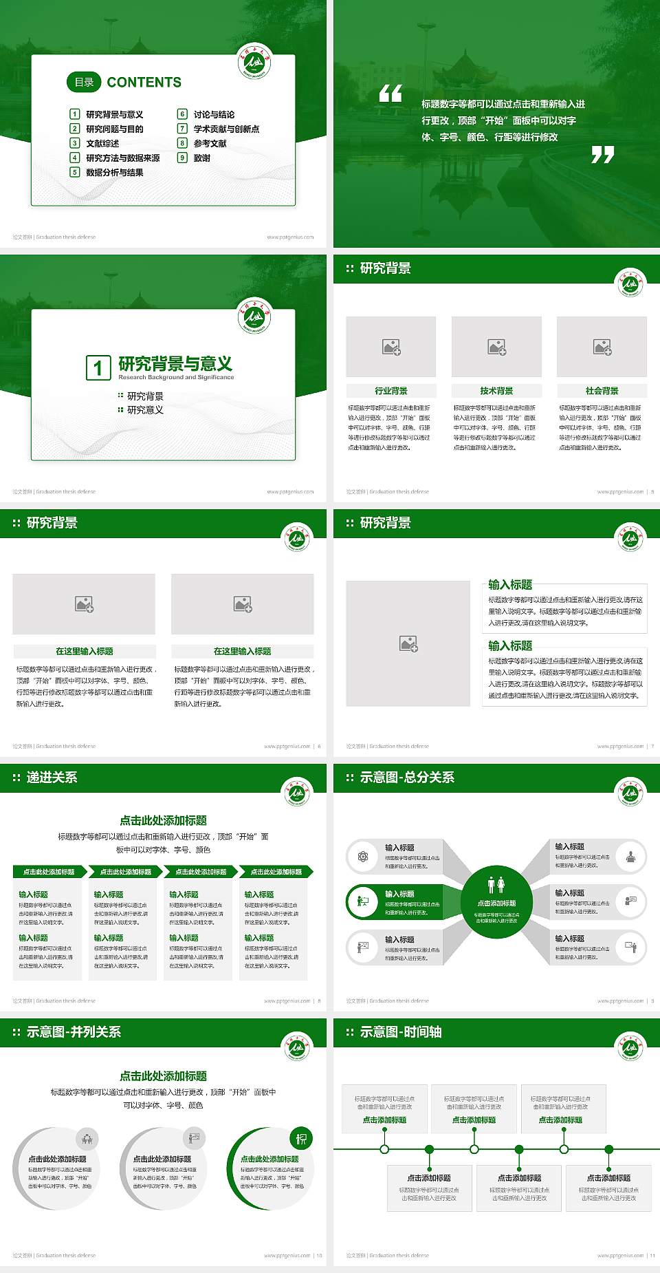 石河子大学论文答辩标准PPT模板4:3格式幻灯片预览图2