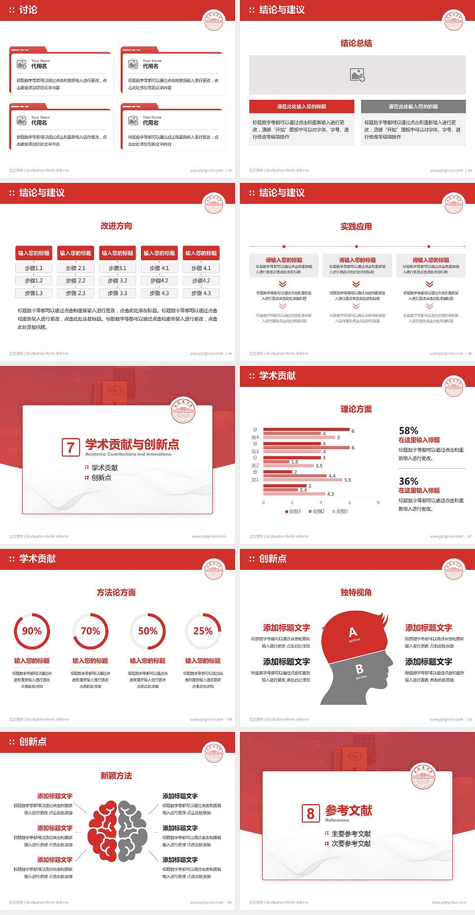 江西农业大学南昌商学院论文答辩标准PPT模板4:3格式幻灯片预览图6