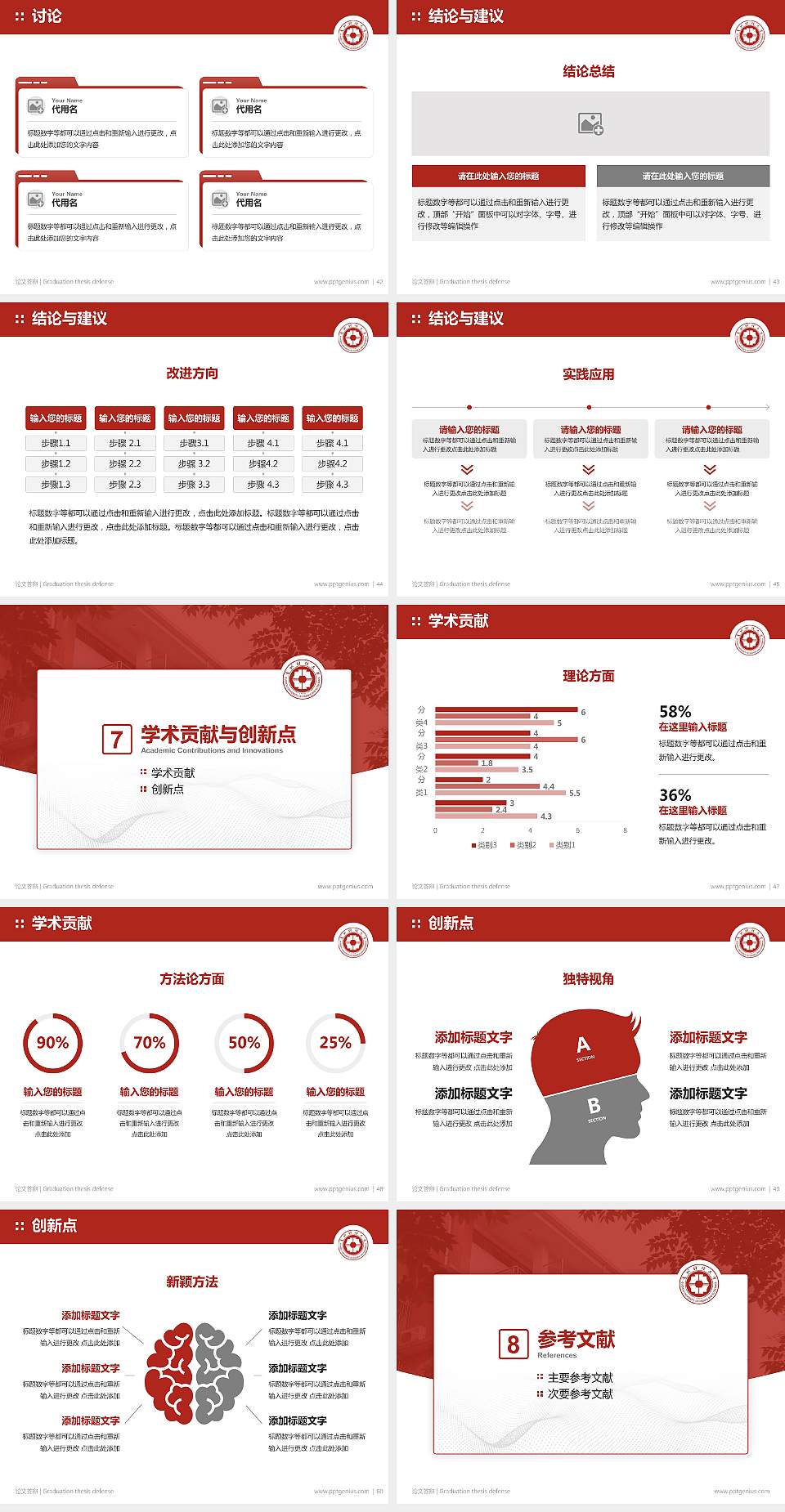 贵州财经大学论文答辩标准PPT模板4:3格式幻灯片预览图6