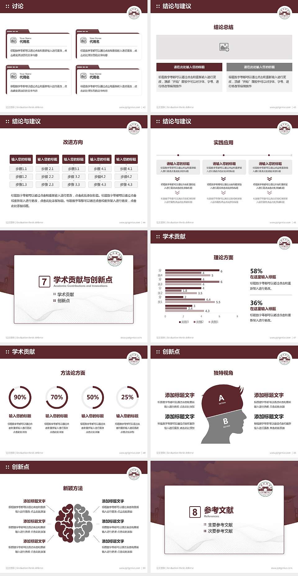 琼台师范学院论文答辩标准PPT模板4:3格式幻灯片预览图6