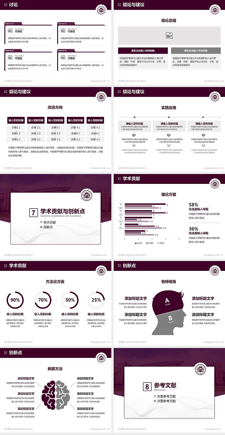 湖南中医药大学论文答辩标准PPT模板4:3格式幻灯片预览图6