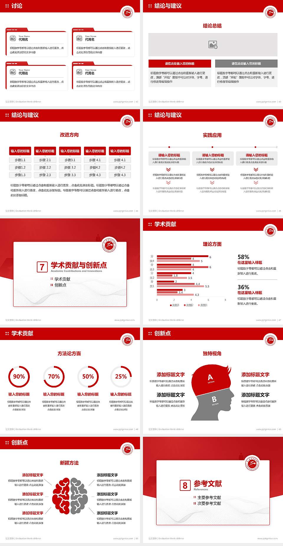 唐山职业技术学院论文答辩标准PPT模板4:3格式幻灯片预览图6