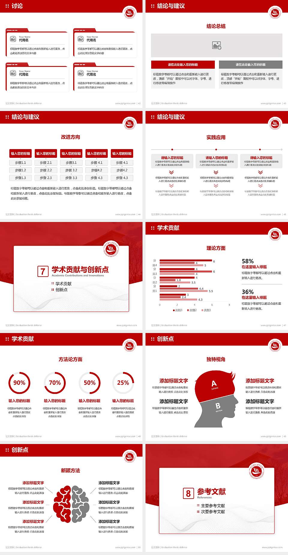 贵州黔南科技学院论文答辩标准PPT模板4:3格式幻灯片预览图6
