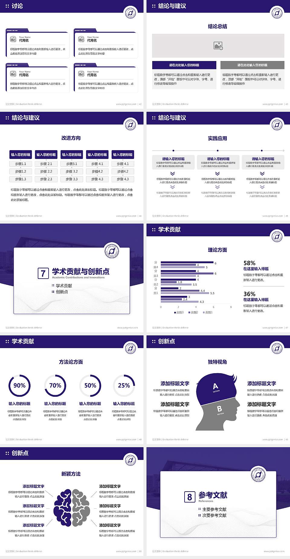 大连工业大学论文答辩标准PPT模板4:3格式幻灯片预览图6