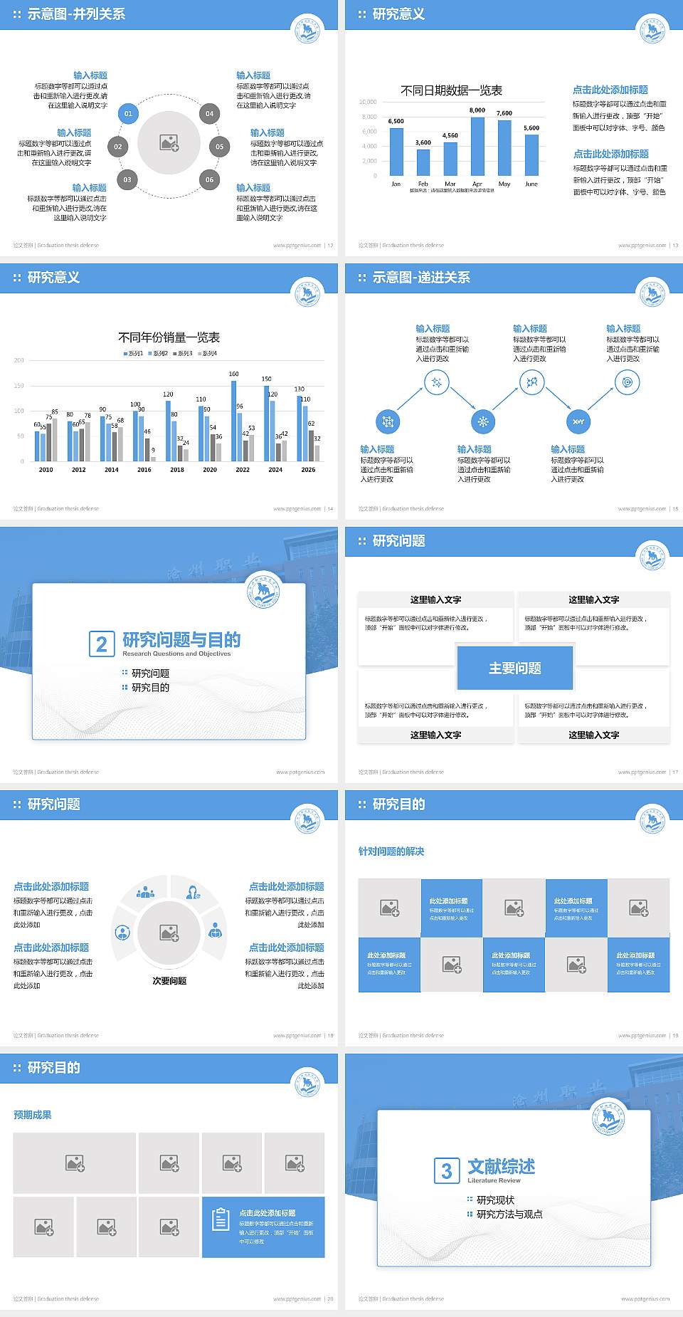 沧州职业技术学院论文答辩标准PPT模板4:3格式幻灯片预览图3