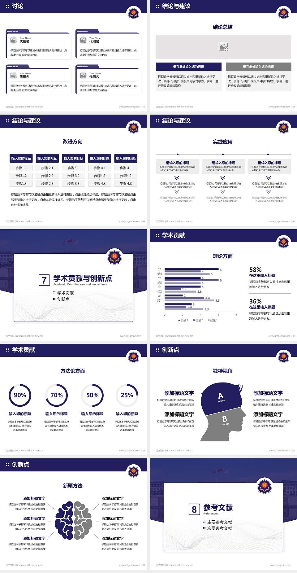 武汉学院论文答辩标准PPT模板4:3格式幻灯片预览图6