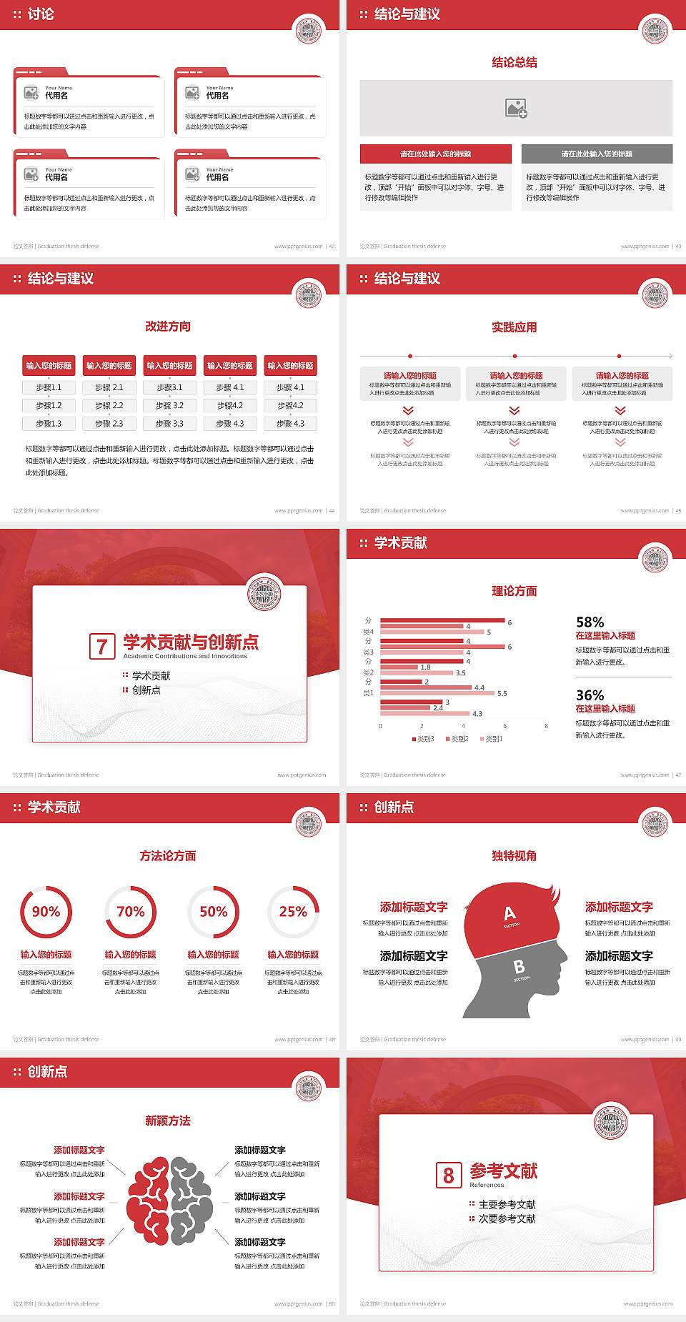 苏州大学论文答辩标准PPT模板4:3格式幻灯片预览图6