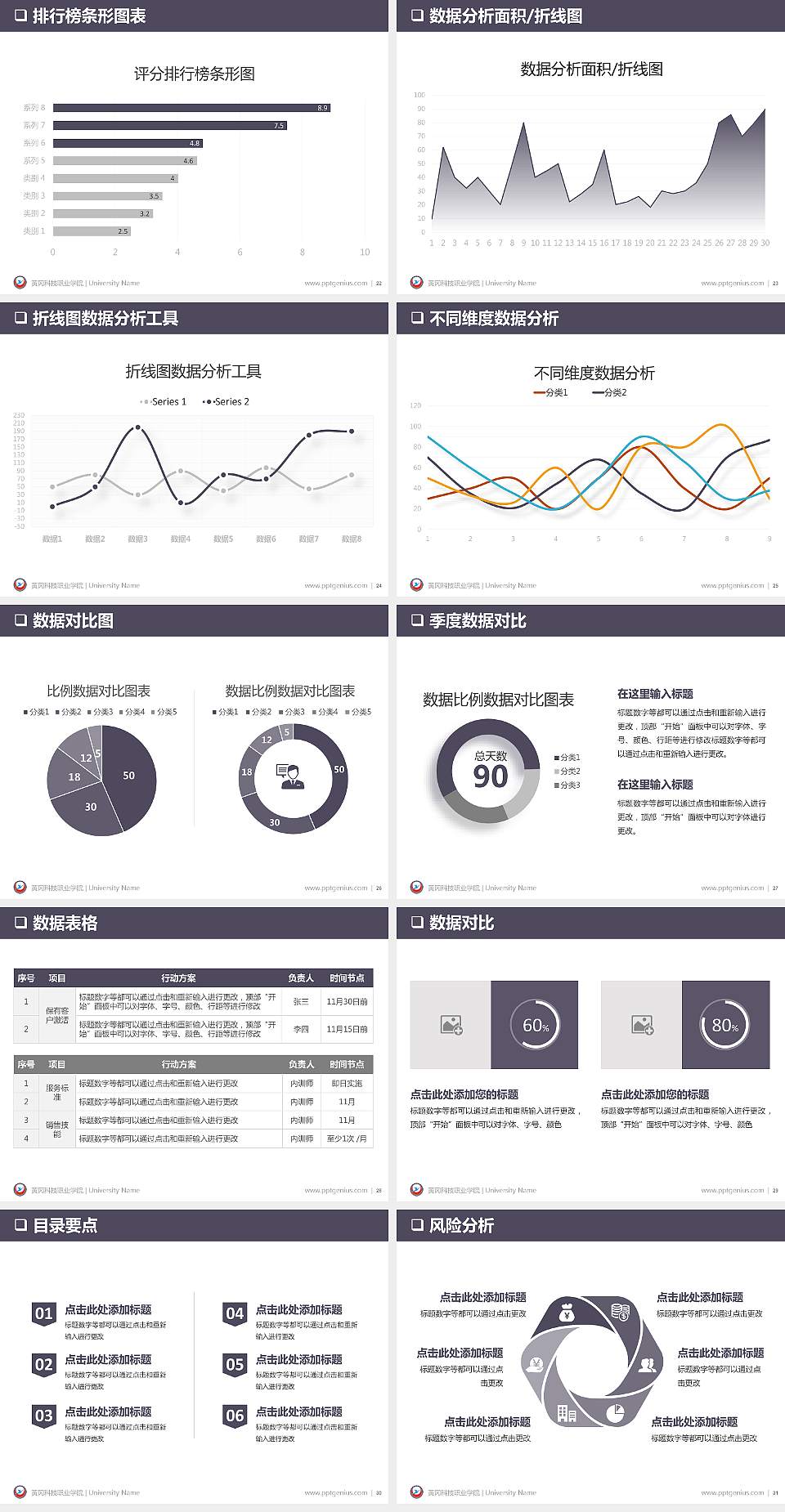 黄冈科技职业学院PPT模板下载4:3格式幻灯片预览图4