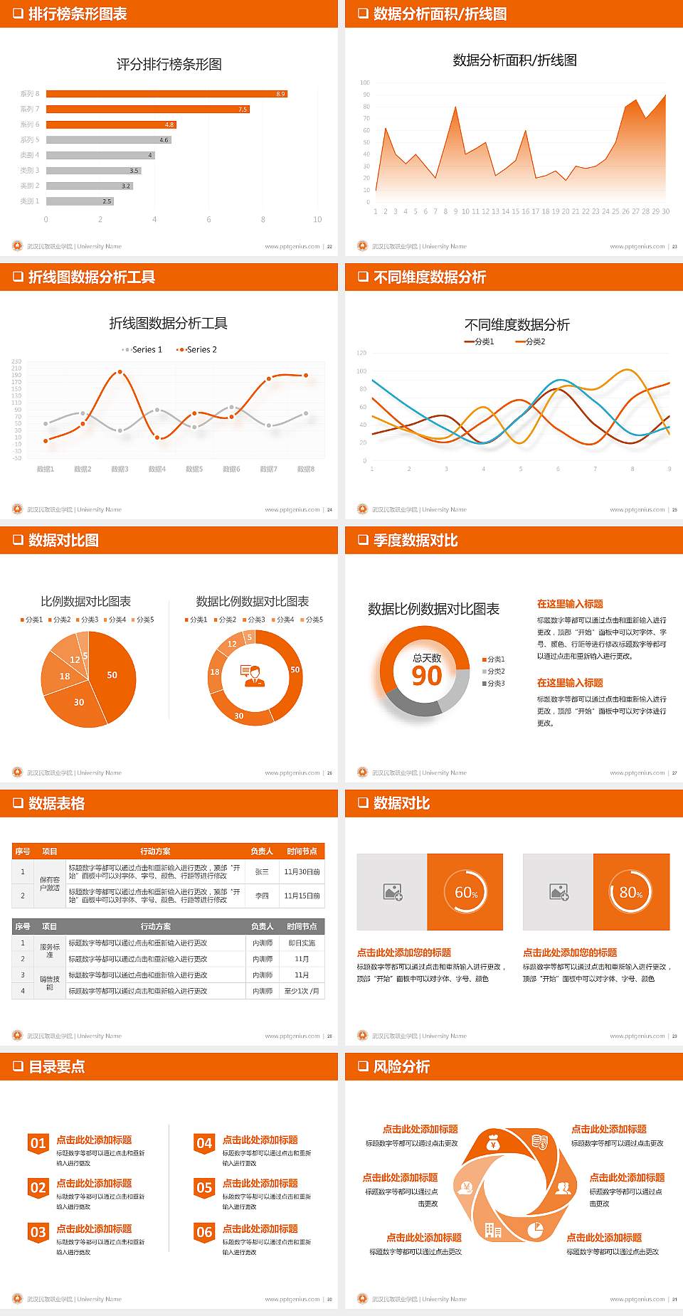 武汉民政职业学院PPT模板下载4:3格式幻灯片预览图4