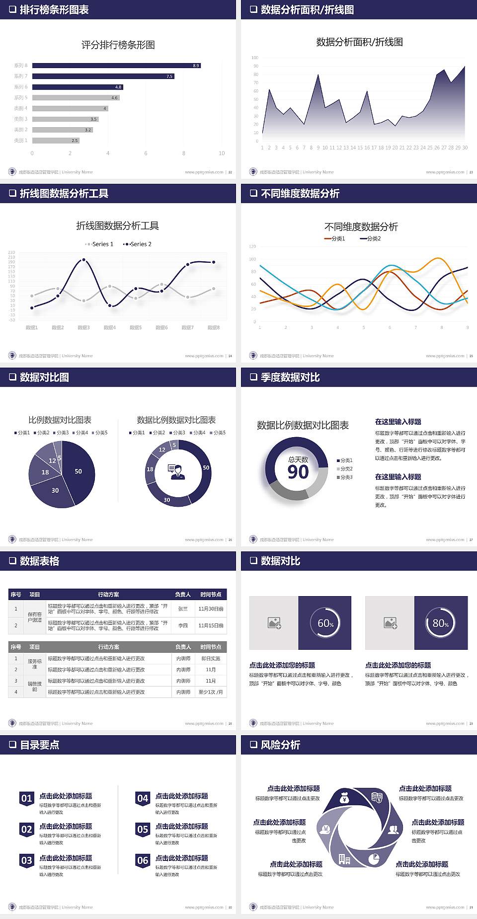 成都银杏酒店管理学院PPT模板下载4:3格式幻灯片预览图4