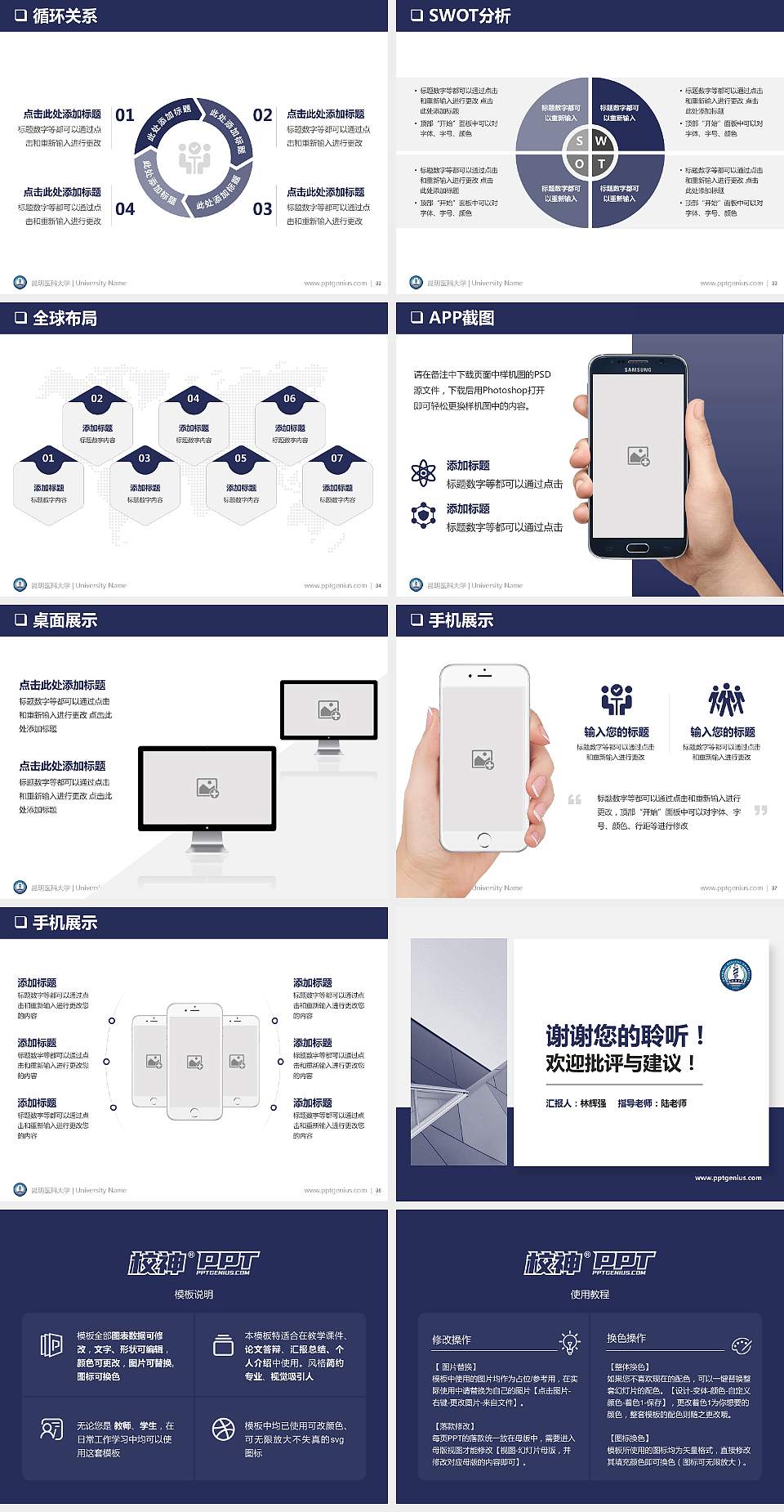 昆明医科大学PPT模板下载4:3格式幻灯片预览图5