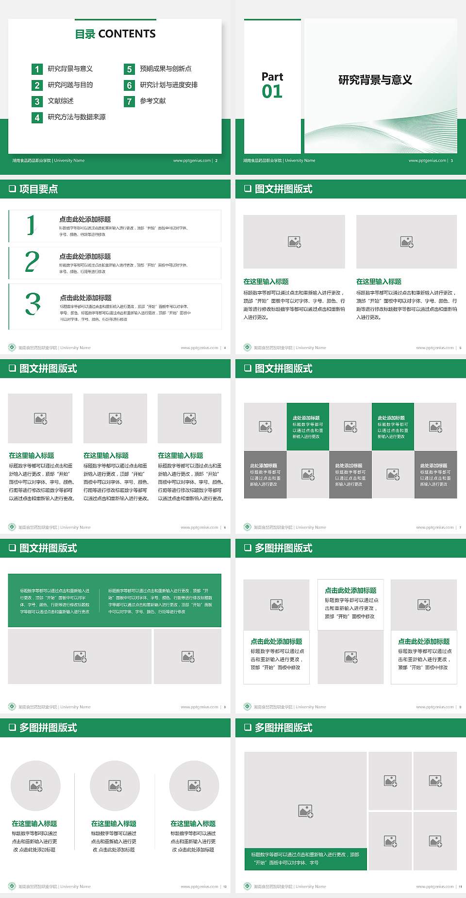 湖南食品药品职业学院PPT模板下载4:3格式幻灯片预览图2