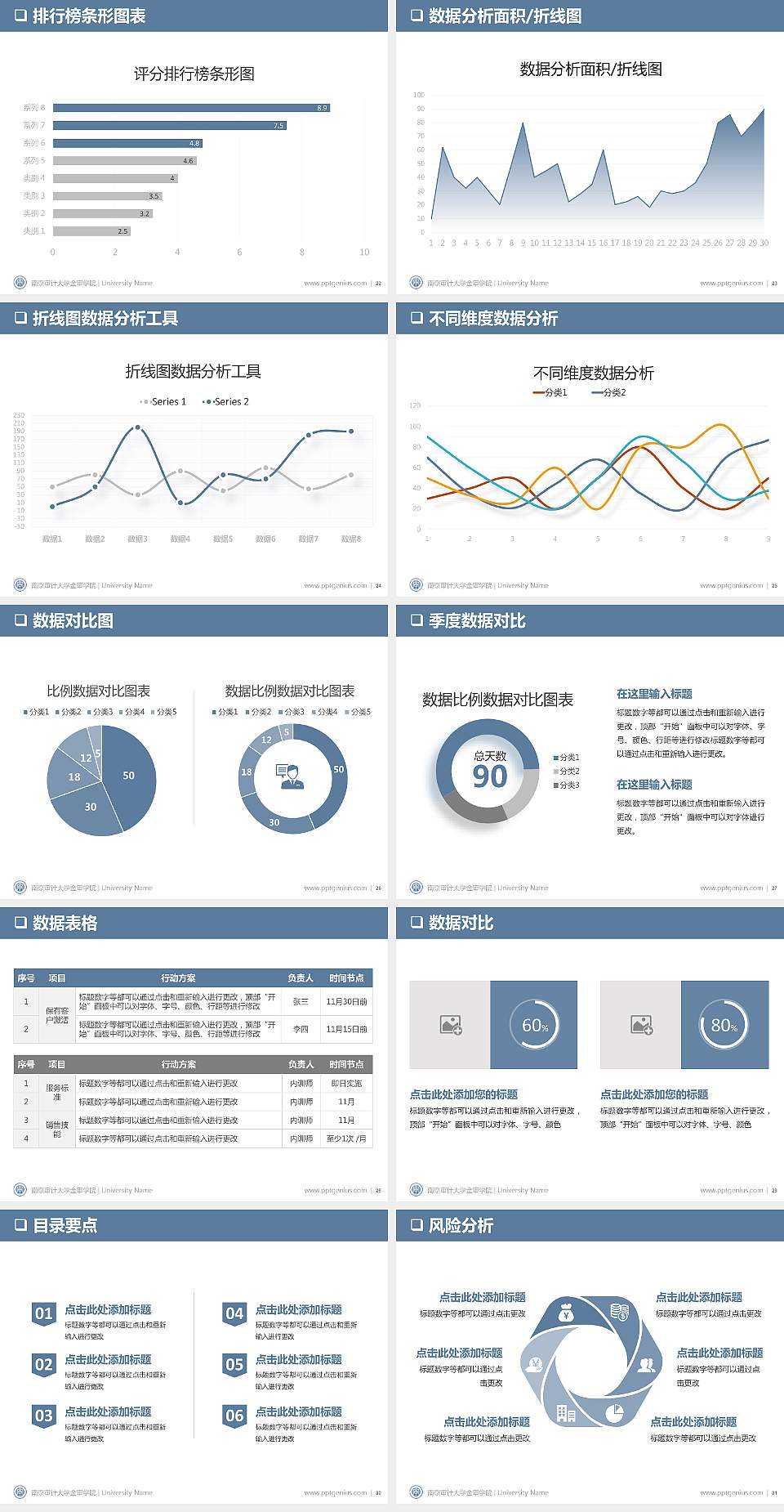 南京审计大学金审学院PPT模板下载4:3格式幻灯片预览图4