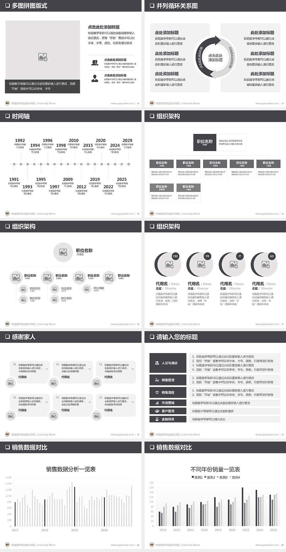 宁波城市职业技术学院PPT模板下载4:3格式幻灯片预览图3