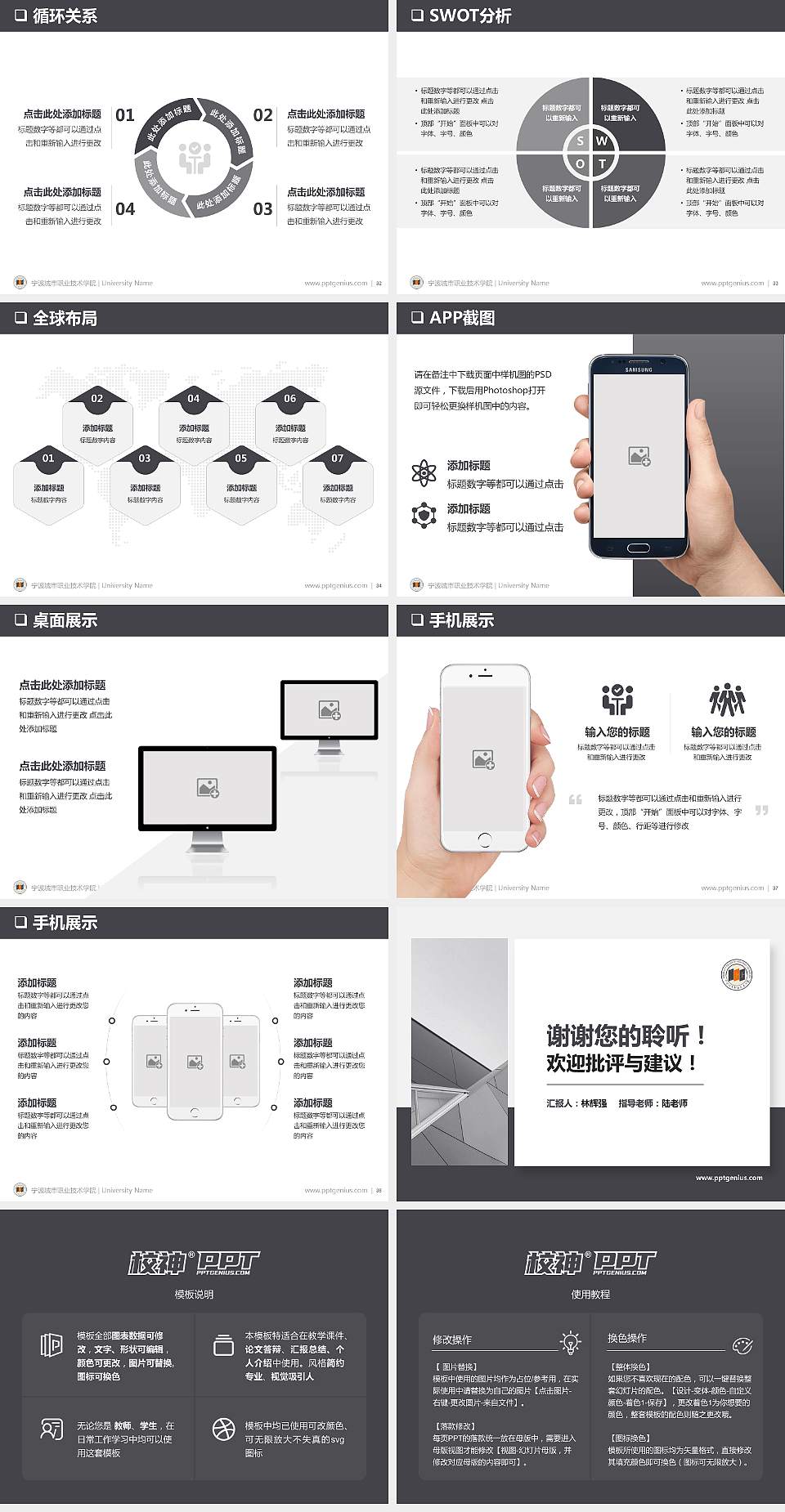 宁波城市职业技术学院PPT模板下载4:3格式幻灯片预览图5