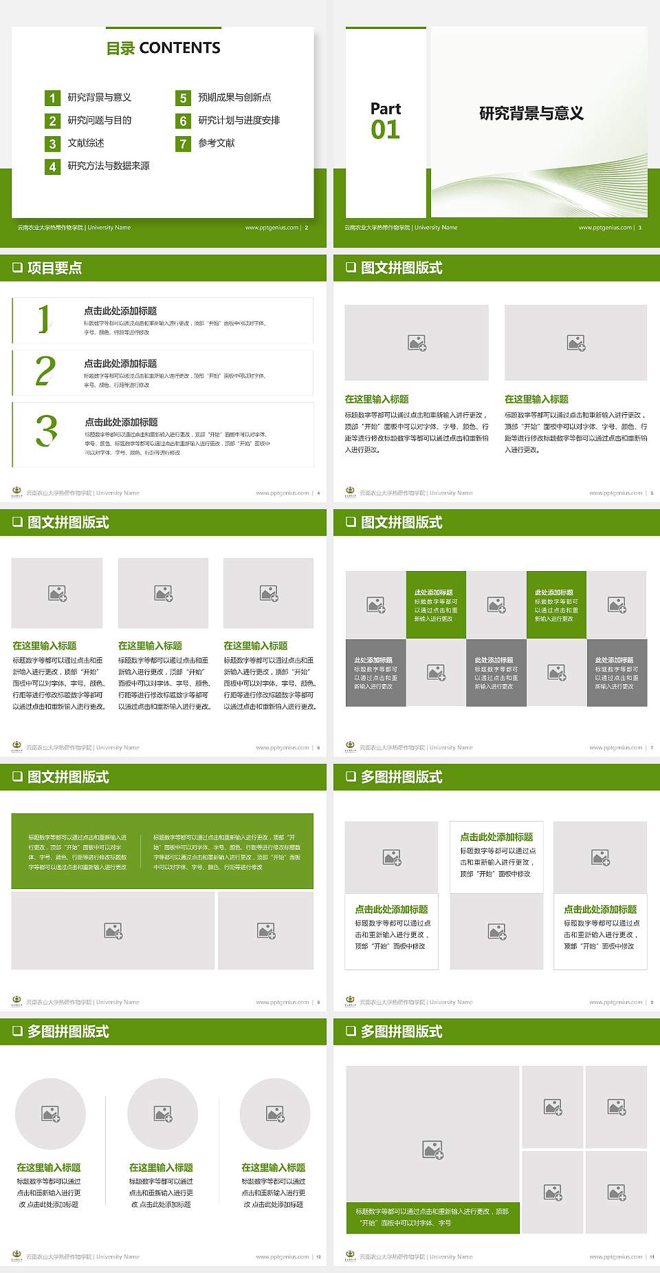 云南农业大学热带作物学院PPT模板下载4:3格式幻灯片预览图2