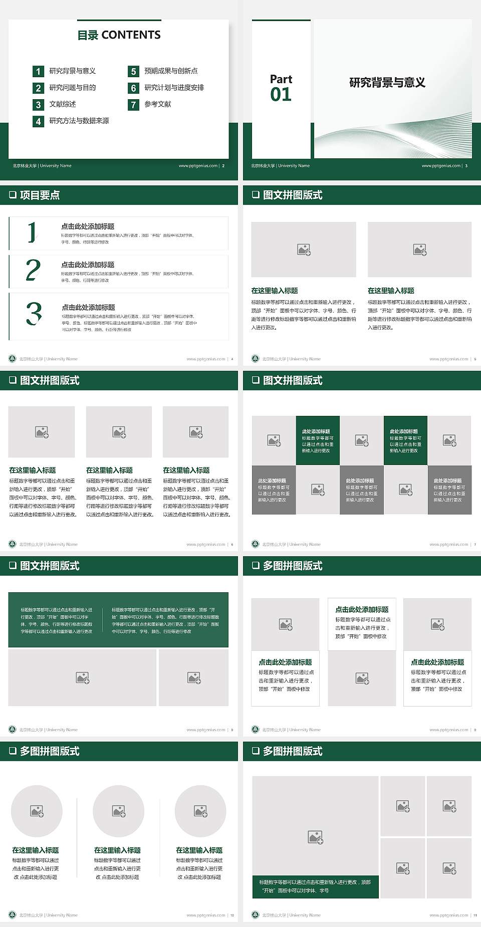 北京林业大学PPT模板下载4:3格式幻灯片预览图2