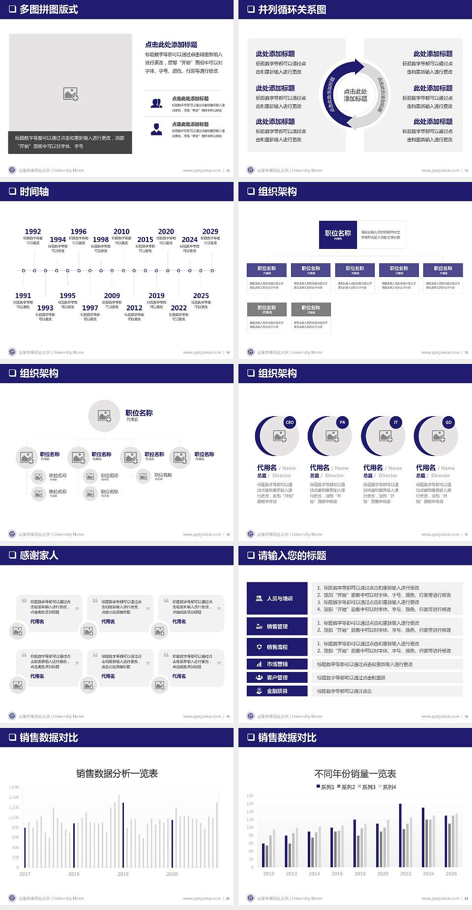 山东外事职业大学PPT模板下载4:3格式幻灯片预览图3