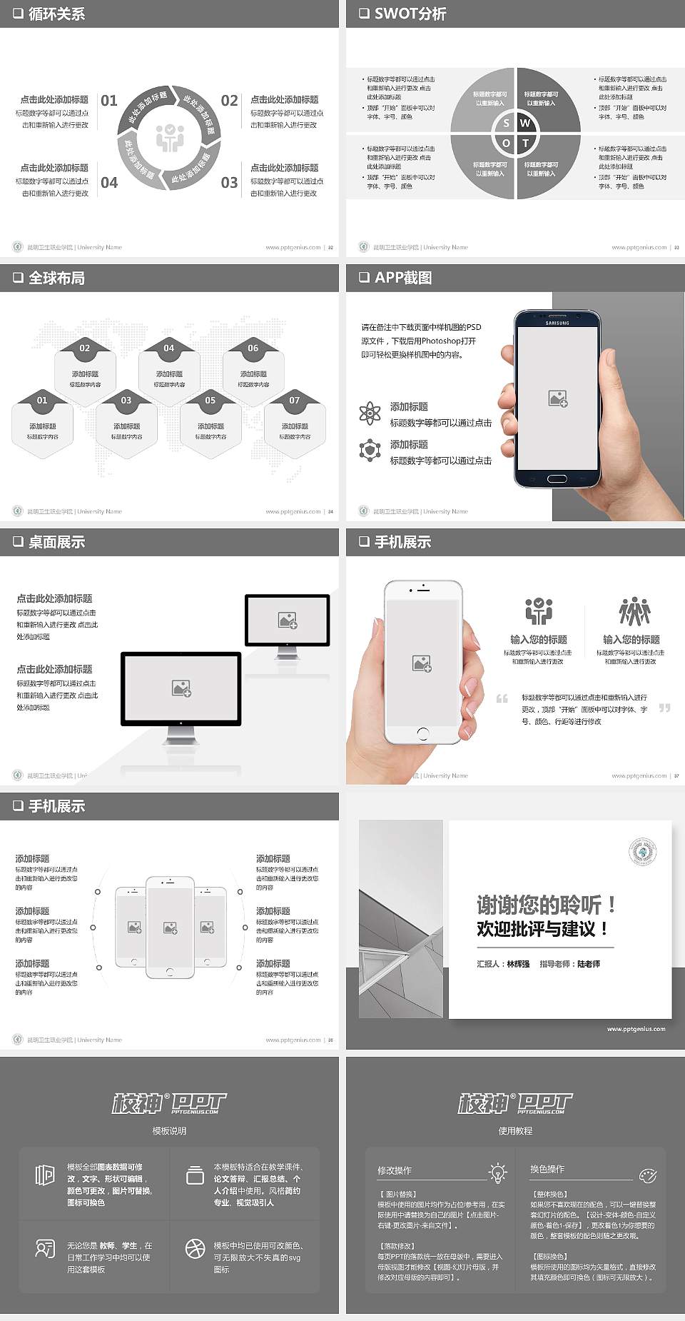 昆明卫生职业学院PPT模板下载4:3格式幻灯片预览图5
