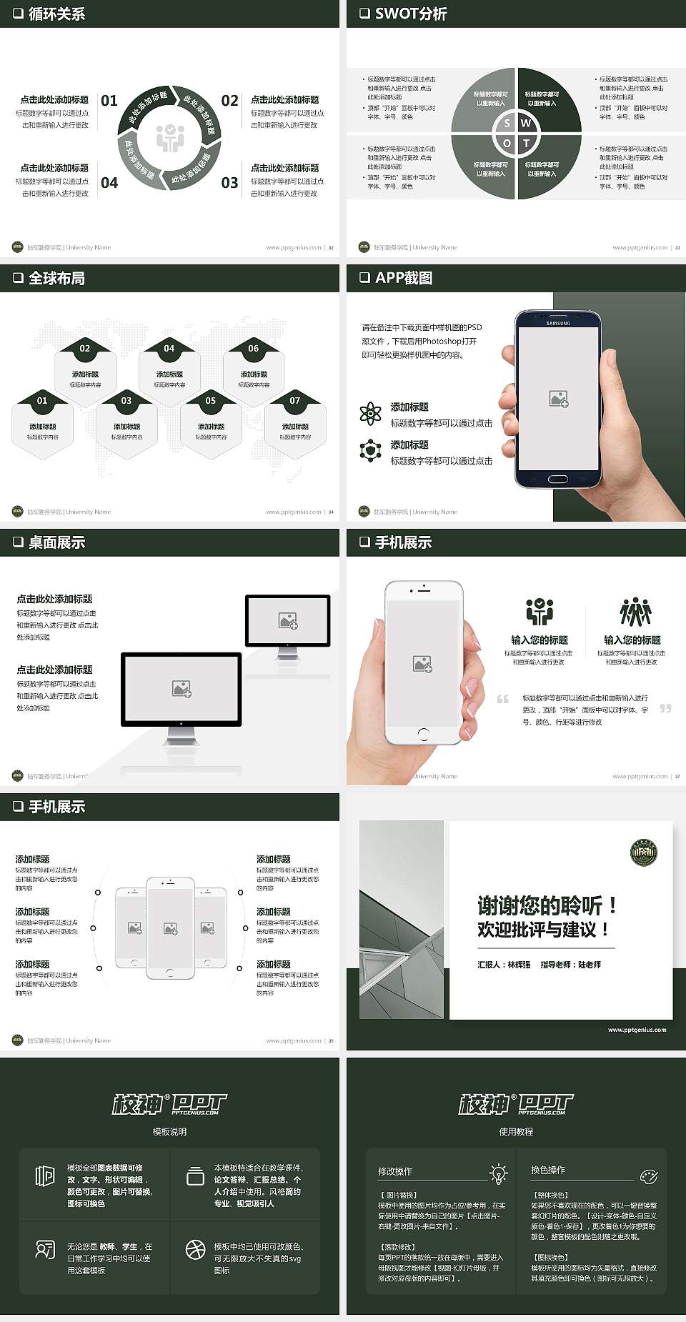 陆军勤务学院PPT模板下载4:3格式幻灯片预览图5