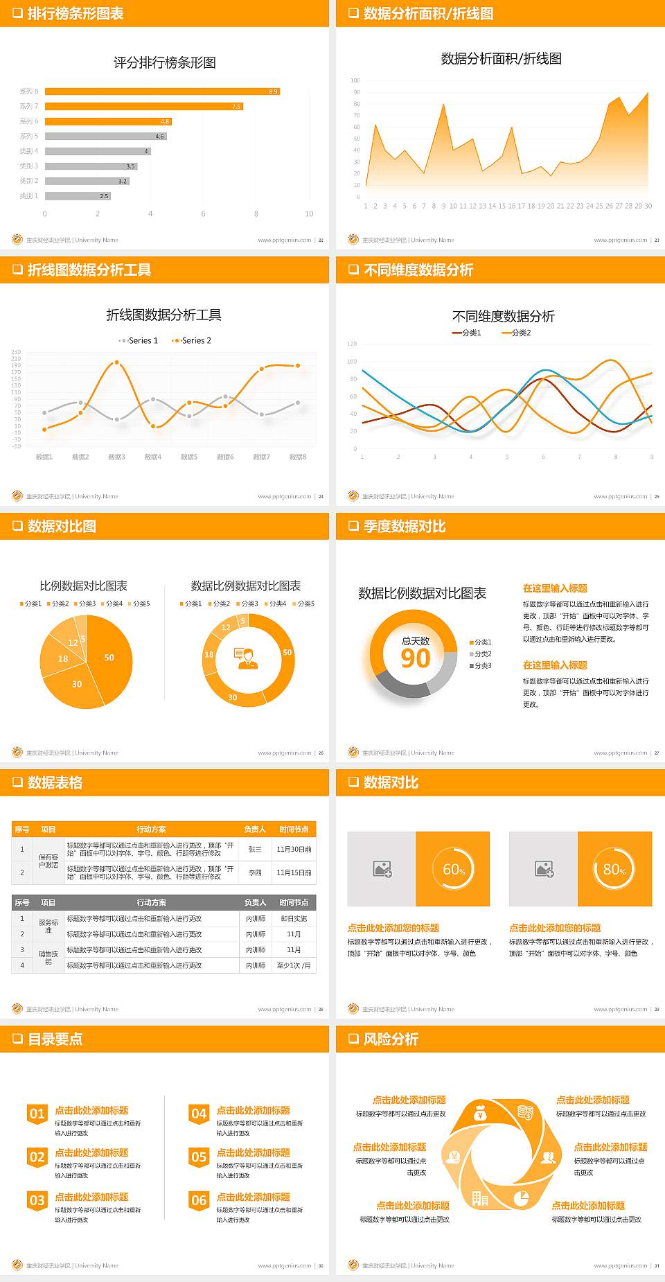 重庆财经职业学院PPT模板下载4:3格式幻灯片预览图4